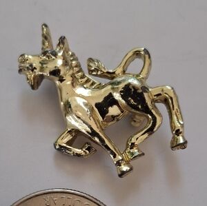 Itsy Bitsy Gold Tone Unicorn Brooch Lapel Pin